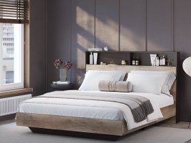 Кровать двуспальная 1,6м КР-16 Энигма (венге/дуб каньон) в Красноярске - krasnoyarsk.mebel-nsk.ru | фото