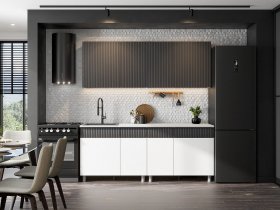 Кухонный гарнитур София (2,0м) (бланж/графит матовый) в Красноярске - krasnoyarsk.mebel-nsk.ru | фото