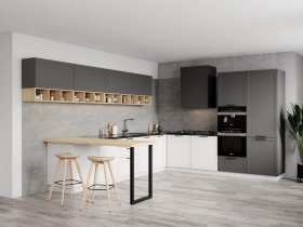 Модульная кухня Перо 3,0м*3,2м (смоки/баунти) в Красноярске - krasnoyarsk.mebel-nsk.ru | фото